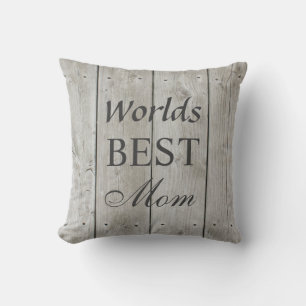 Worlds Best Mom Coussin sur Barn Board