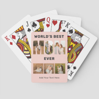 World's Best Mom Custom 6 Photo Pink  Pokerkaarten