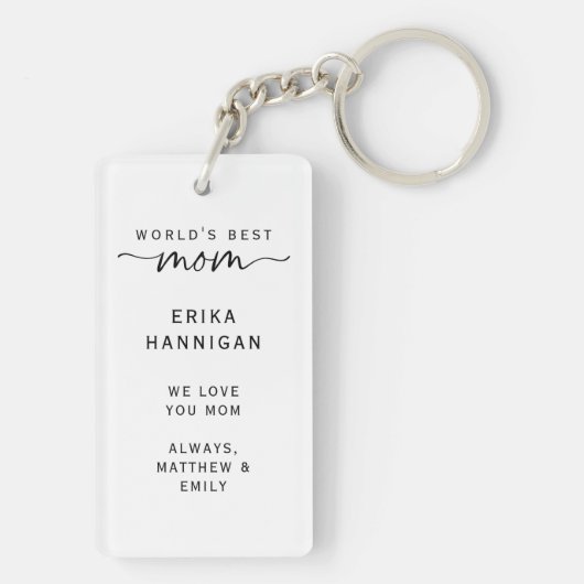 World's Best Mom Photo Collage Script Keepsake Sleutelhanger (achterkant)