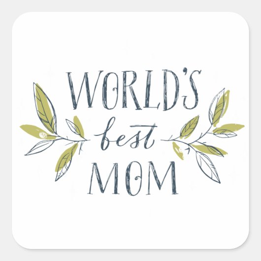 worlds-best-mom vierkante sticker (Voorkant)