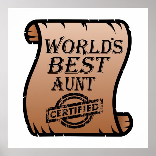 World's Best tante Certified Certificate Funny Poster (Voorkant)