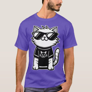Worlds Coolest Cat met een zonnebril Paarse T-shirt