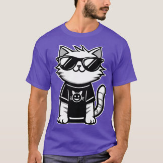 Worlds Coolest Cat met een zonnebril Paarse T-shirt