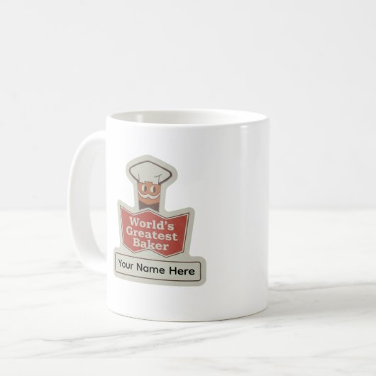 World's Greatest Baker Retro Cartoon Custom Mug (Devant gauche)