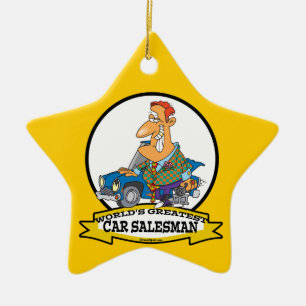 WORLDS GREATEST CAR SALESMAN II-CARTOON KERAMISCH ORNAMENT