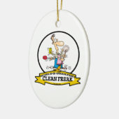 WORLDS GREATEST CLEAN FREAK MANNEN CARTOON KERAMISCH ORNAMENT (Links)