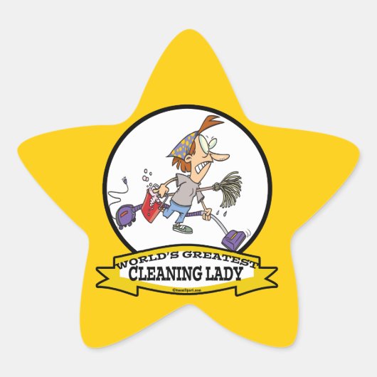 WORLDS GREATEST CLEANING LADY CARTOON STER STICKER (Voorkant)
