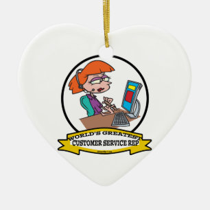 WORLDS GREATEST CUSTOMER SERVICE REP CARTOON KERAMISCH ORNAMENT