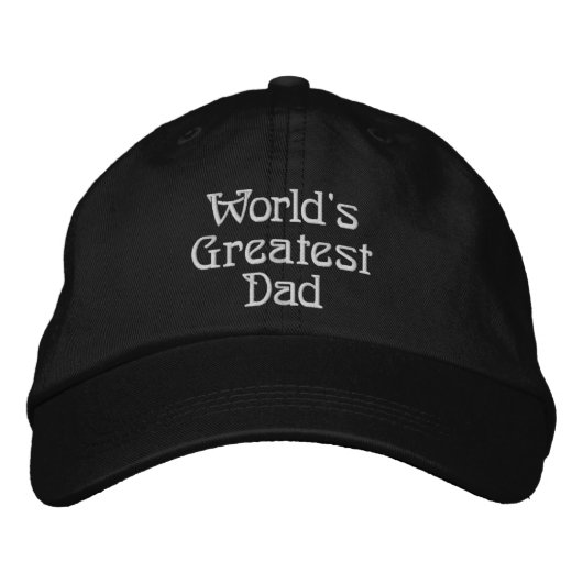 World's Greatest Dad - Black With White  Geborduurde Pet (Voorkant)