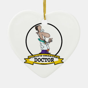 WORLDS GREATEST DOCTOR MANNEN CARTOON KERAMISCH ORNAMENT