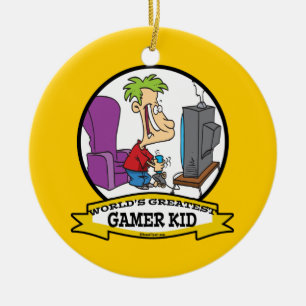 WORLDS GREATEST GAMER KIND CARTOON KERAMISCH ORNAMENT
