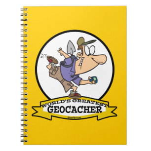 WORLDS GREATEST GEOCACHER MANNEN CARTOON NOTITIEBOEK