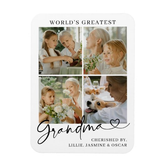 World's Greatest Grandma Photo Collage Script Magneet (Verticaal)