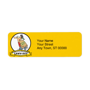 WORLDS GREATEST LAWN GUY MANNEN CARTOON ETIKET