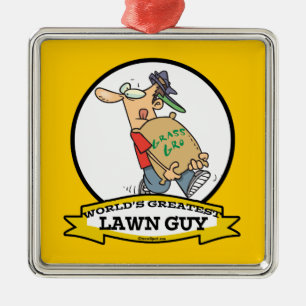 WORLDS GREATEST LAWN GUY MANNEN CARTOON METALEN ORNAMENT