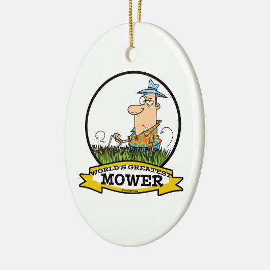 WORLDS GREATEST LAWN MOWER MANNEN CARTOON KERAMISCH ORNAMENT (Links)