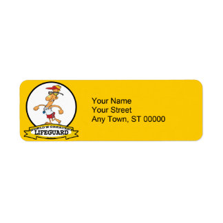 WORLDS GREATEST LIFEGUARD MANNEN CARTOON ETIKET