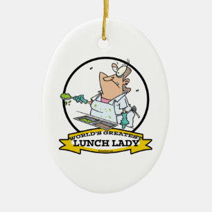 WORLDS GREATEST LUNCH LADY CARTOON KERAMISCH ORNAMENT