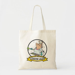 WORLDS GREATEST LUNCH LADY CARTOON TOTE BAG