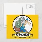 WORLDS GREATEST MAILMAN MANNEN CARTOON BRIEFKAART (Voorkant / Achterkant)