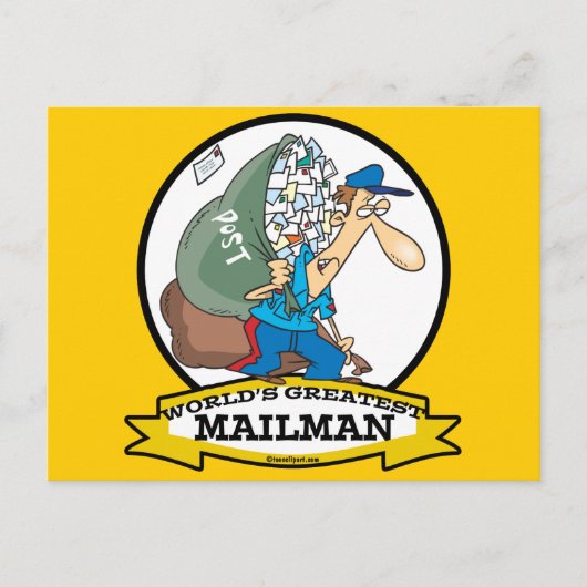 WORLDS GREATEST MAILMAN MANNEN CARTOON BRIEFKAART (Voorkant)