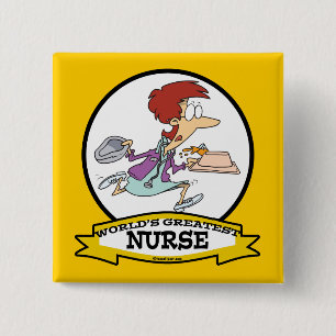 WORLDS GREATEST NURSE VROUWEN VI CARTOON VIERKANTE BUTTON 5,1 CM