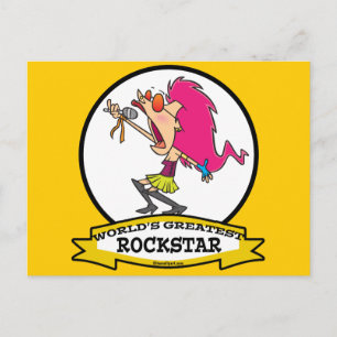 WORLDS GREATEST ROCKSTAR VROUW CARTOON BRIEFKAART