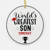 World's Greatest Son Trophy Naam Keramisch Ornament (Voorkant)