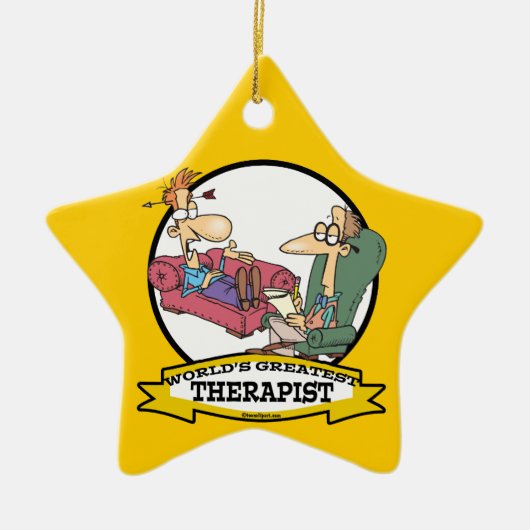 WORLDS GREATEST THERAPIST MANNEN CARTOON KERAMISCH ORNAMENT (Voorkant)