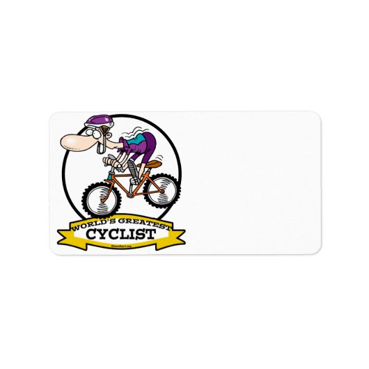 WORLDS GROATEST CYCLIST MANNEN CARTOON ETIKET (Voorkant)