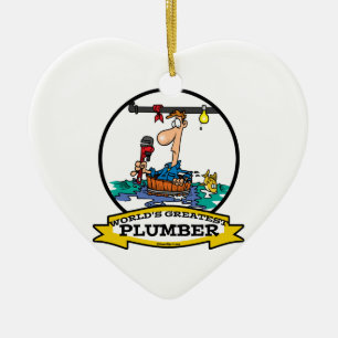 WORLDS GROATEST PLUMBER IV MANNEN CARTOON KERAMISCH ORNAMENT