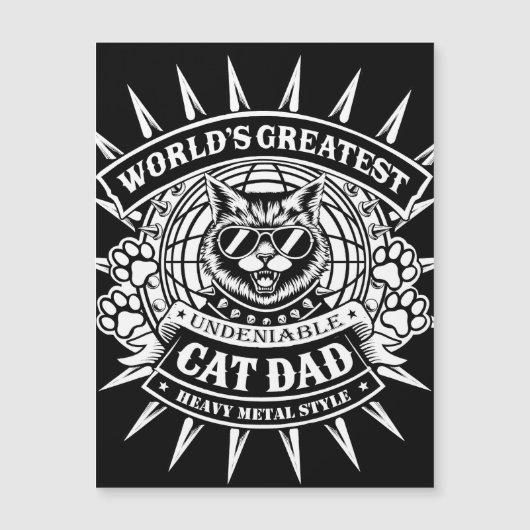 Worlds Grootste Heavy Metal Cat Dad Magnetisch (Voorkant)