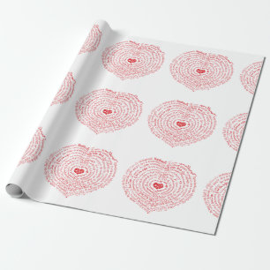 Worlds of Love Heart Wrapping Paper Cadeaupapier
