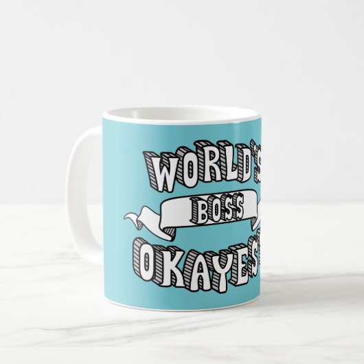World's Okayest Boss Funny Text Mok (Voorkant links)