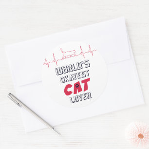 World's Okayest Cat Lover Funny Quote 4 Cat Oreder Ronde Sticker