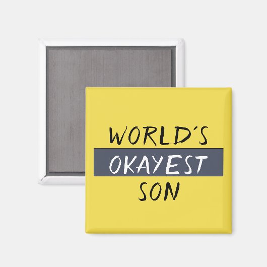World's Okayest Son Funny Magneet (Voorkant / Achterkant)