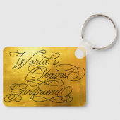 World's Okayest Vriendin Funny Gold Quote Custom Sleutelhanger (Voorkant)