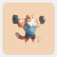 World's Strongest Mom Cute Gym Cat Keychain