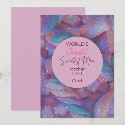 Worlds Sweetest Mam Bedankkaart (Voorkant / Achterkant)