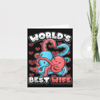 World's Wife Cute Kawaii Octopus Heart Cute Couple Kaart