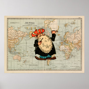"Worldwide Hitchhiker" gerestaureerde vintage post Poster