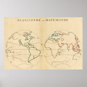 Worlp-kaart met 5 zones poster