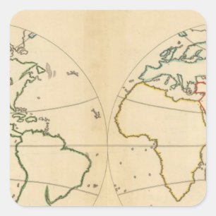 Worlp-kaart met 5 zones vierkante sticker