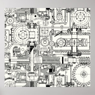 Worm Gears: Naadloze technische machines. Poster