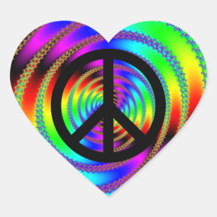 Worm Hole met zwart vredesteken Hart Sticker