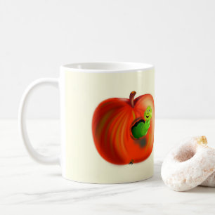 Worm In Red Apple Mug Fun - Your Color - Text Koffiemok
