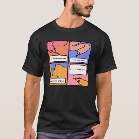 worm op een string zegt commit arson Essential T-shirt (Voorkant)