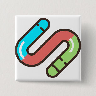 worm vierkante button 5,1 cm