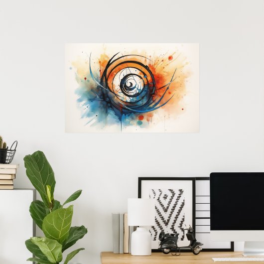 Wormgat in Tijdinkt en waterverf Poster (Thuiskantoor)
