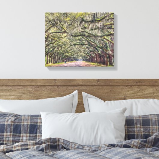 Wormsloe Savannah Canvas Muurkunst 11x14 Afdruk (Insitu (Slaapkamer))